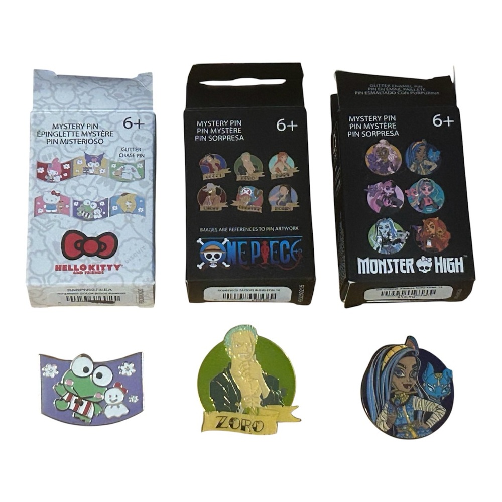 Loungefly Pins 3 Of Them All New Hellokitty,Monster High And Zoro NIB